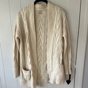 L.L. Bean Cream Cable Knit Cardigan